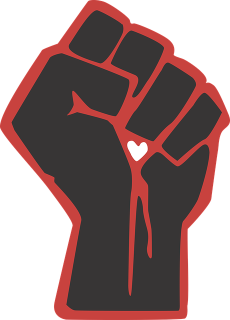 Fist, Love, Heart, Vector, Black, Red, Fight, Power - Fist Red (460x640), Png Download