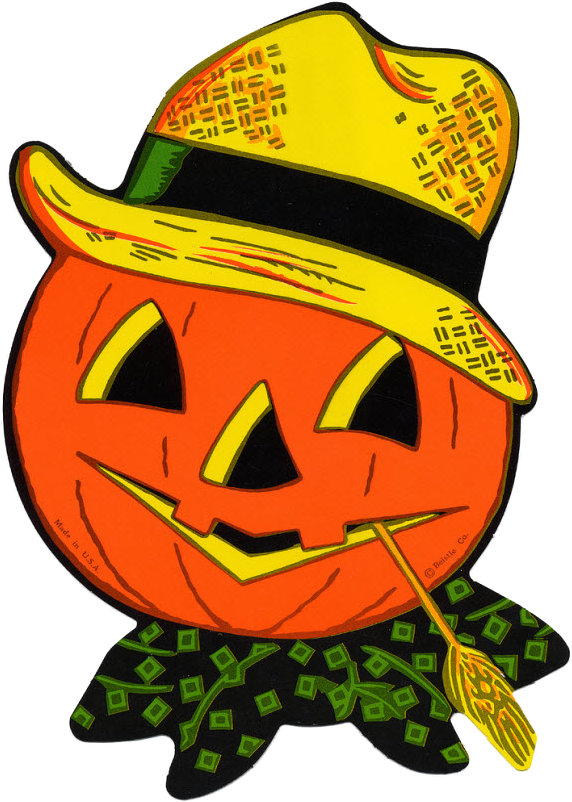 Beistle Pumpkin Head 2 - Vintage Halloween Jack O Lantern (600x826), Png Download