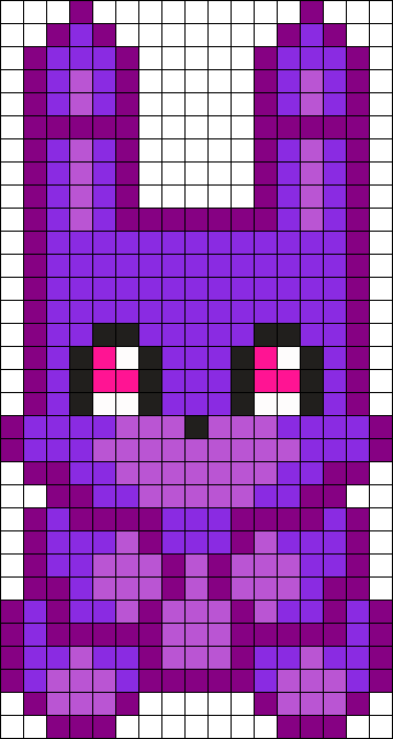 Bonnie Plushie Perler Bead Pattern / Bead Sprite Papel - Pixel Art Fnaf Bonnie (358x673), Png Download