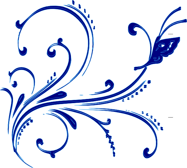 Blue Buttterfly Flourish Svg Clip Arts 600 X 537 Px (600x537), Png Download