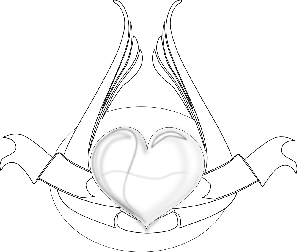 Heart With Wings Black White Line Art 999px 192 - Adult (999x846), Png Download
