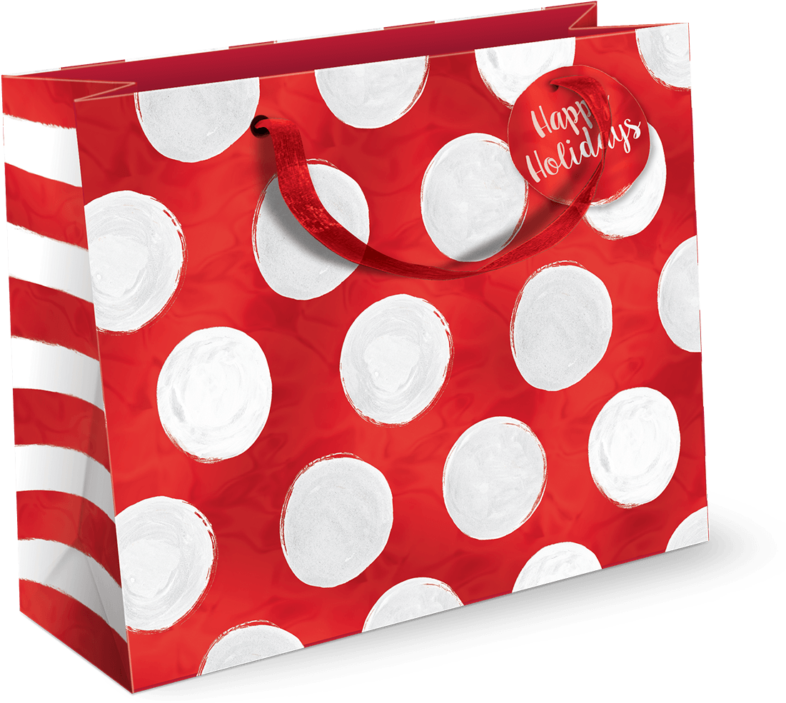 Red Bold Dot Large Gift Bag - Dazzling Dots Large Bag With Gift Tag (1200x1200), Png Download