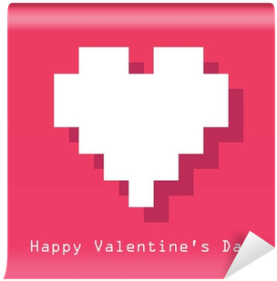 Valentines Day Card With Pixelated Heart Wall Mural - 8 Bit Heart Minecraft (400x400), Png Download