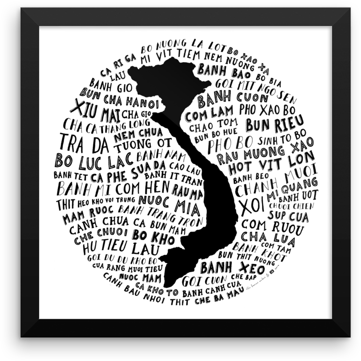 Food Map Of Vietnam - Printed T-shirt (1000x1000), Png Download