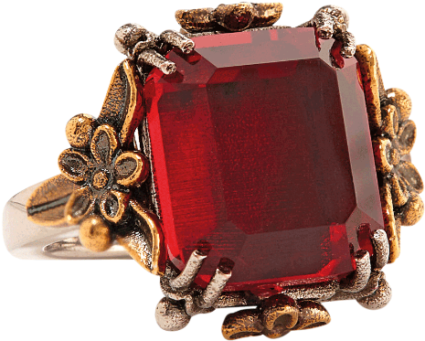 Alexander Mcqueen Gold-plated Silver Ring With Crystal, - Ruby (680x456), Png Download