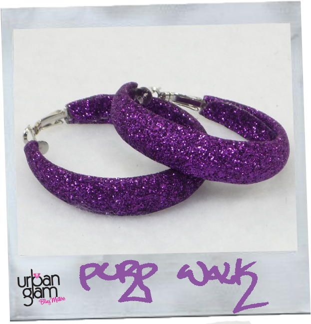 Purple Glitter Hoop Earrings - Purple Earrings (700x700), Png Download