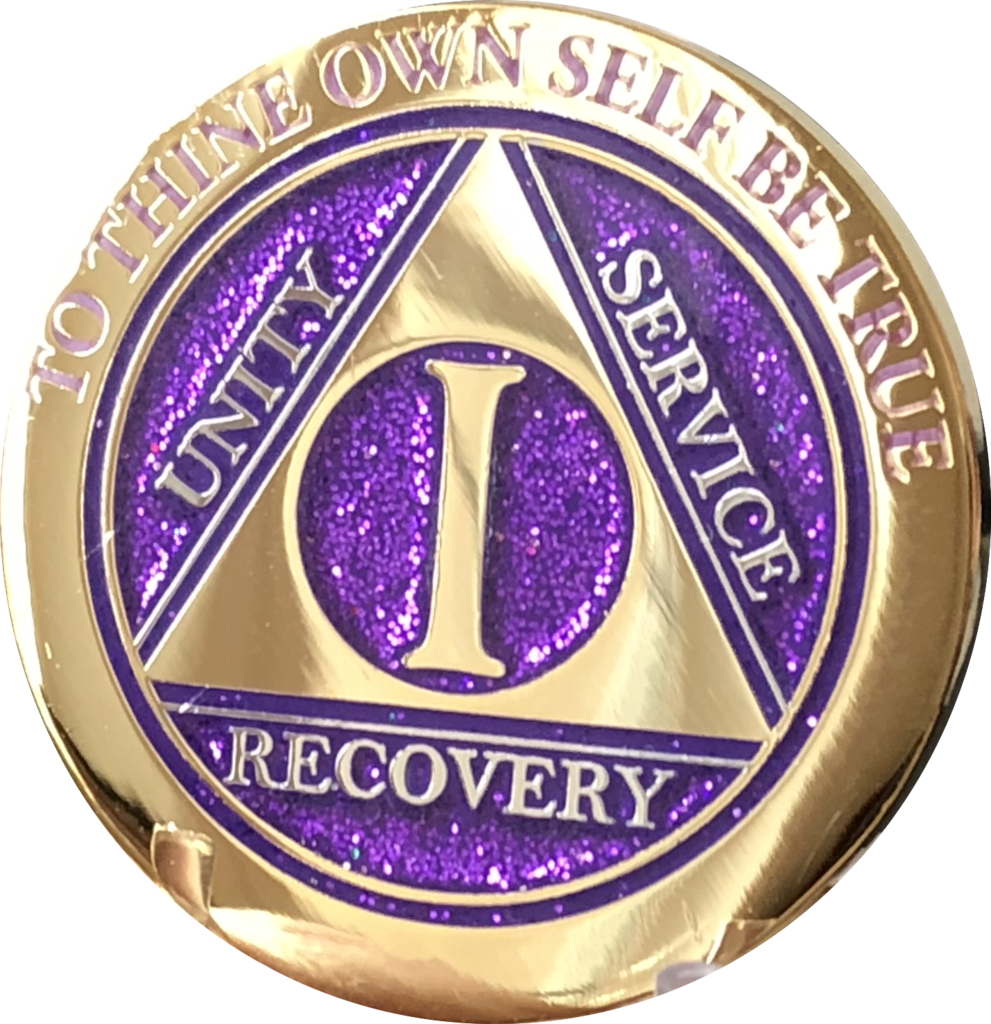 10 Year Aa Medallion Elegant Glitter Purple Gold & (991x1024), Png Download