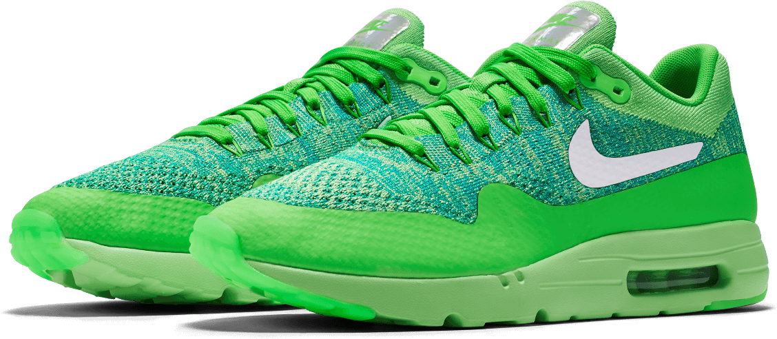 843384 301 E Prem - Air Max 1 Flyknit Voltage Green (1352x1352), Png Download