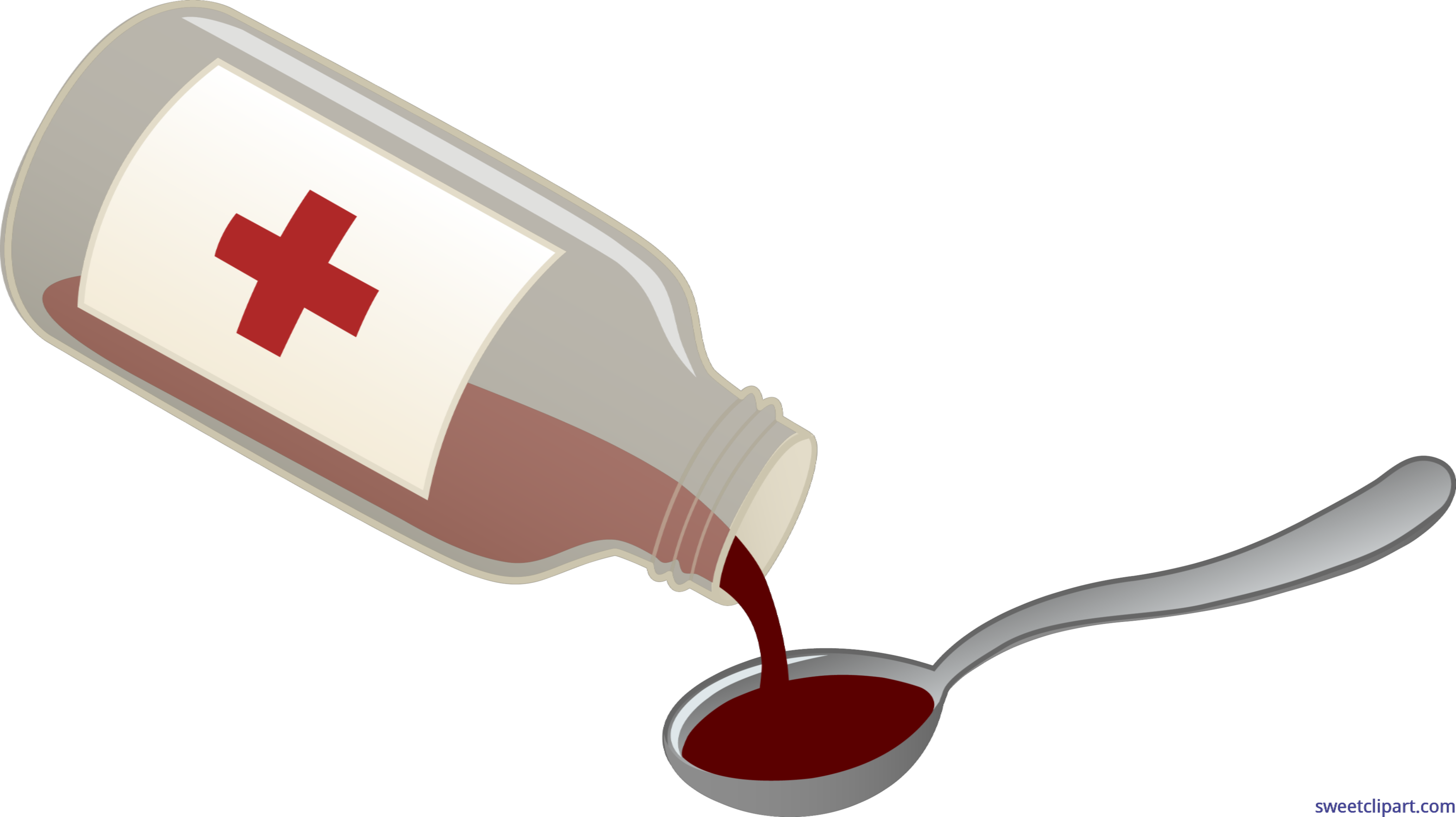 Cough Syrup Spoon Clip Art - Cough Syrup Clipart (7503x4211), Png Download