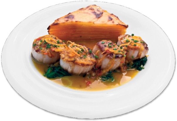 Orange Glazed Scallops1 - Orange (800x485), Png Download