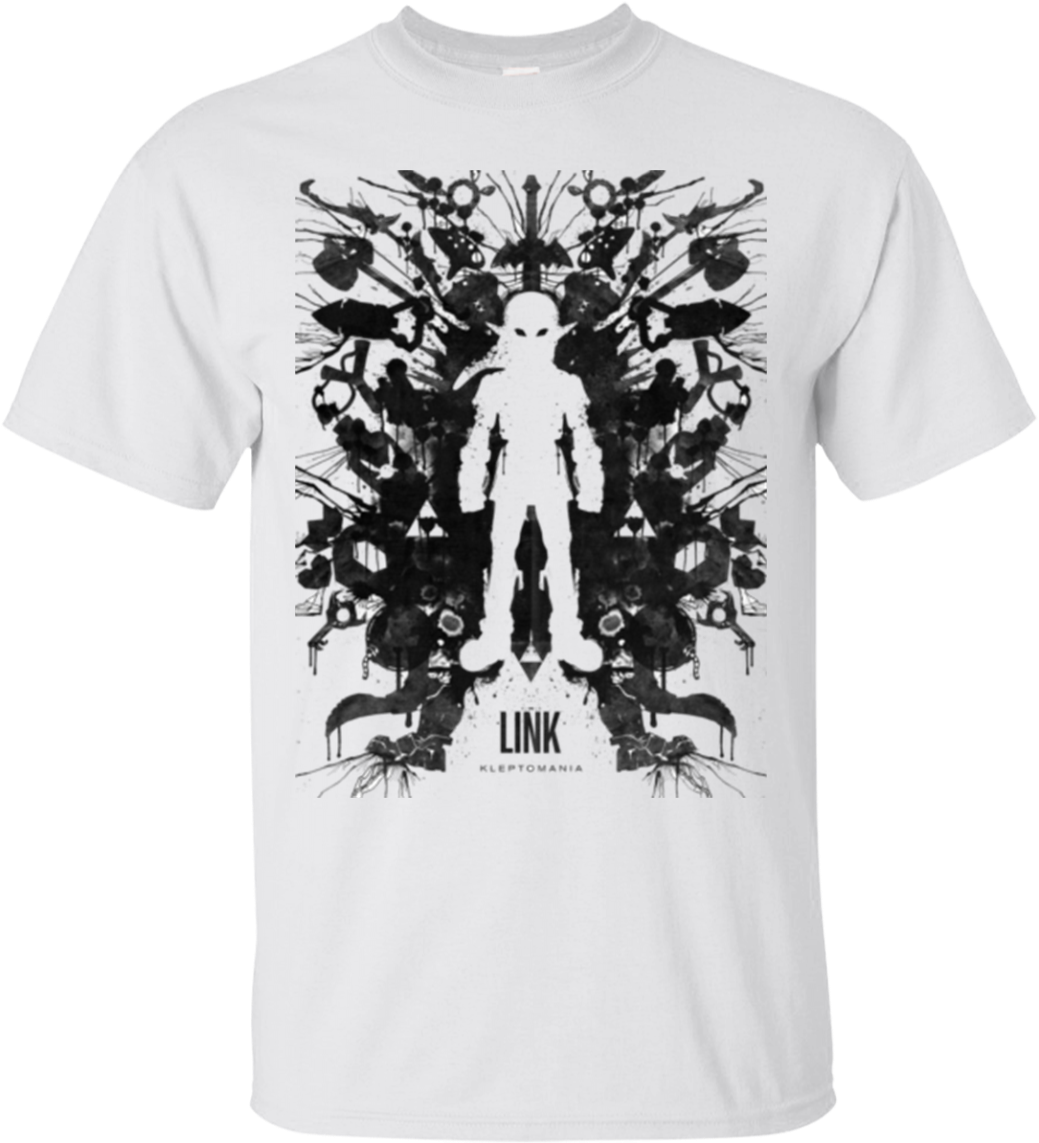 Link Ink Blot T-shirt - Posters Legend Of Zelda Black And White (1155x1155), Png Download