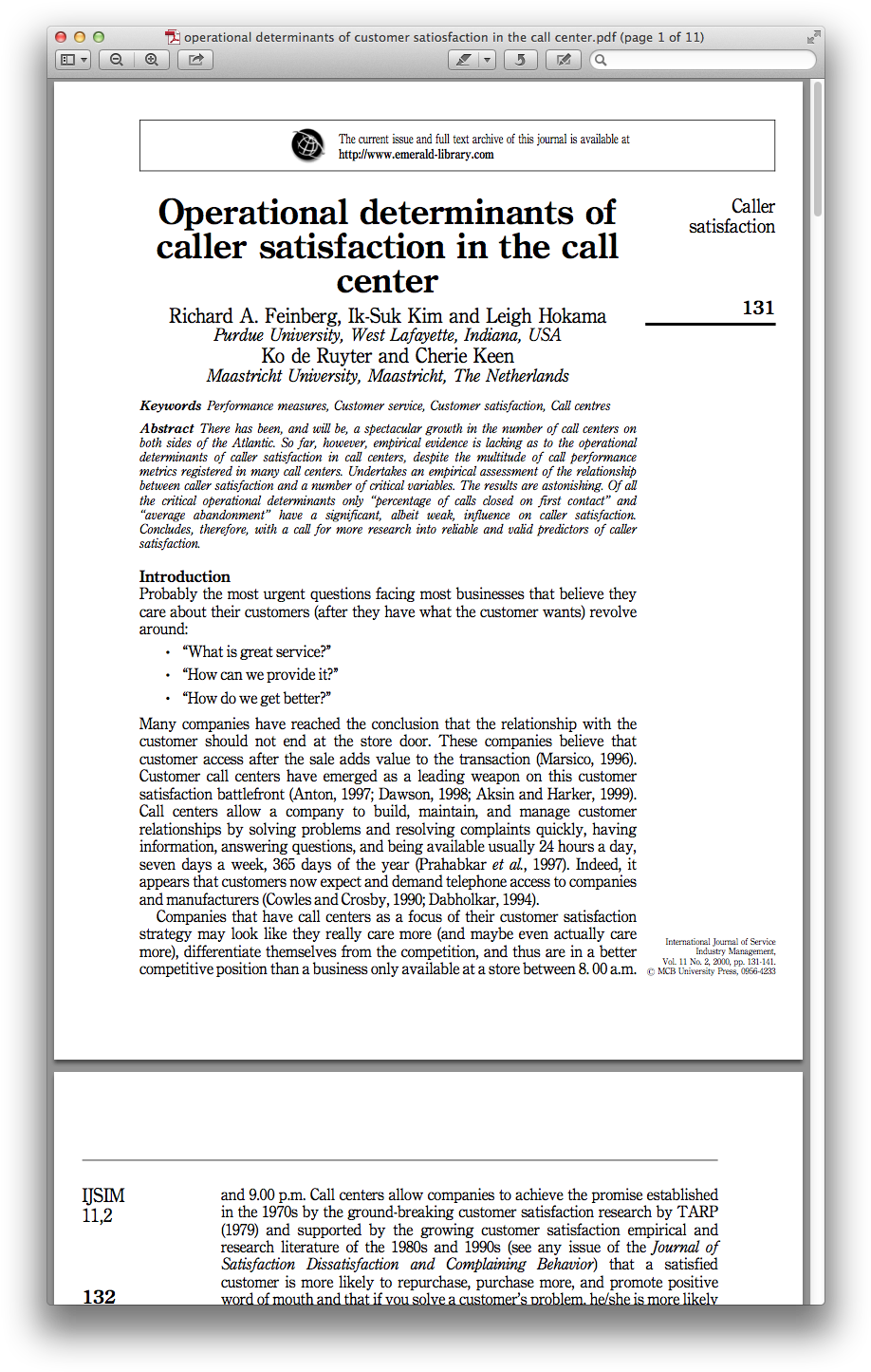 Operational Determinants Of Customer Satiosfaction - Résumé (933x1460), Png Download
