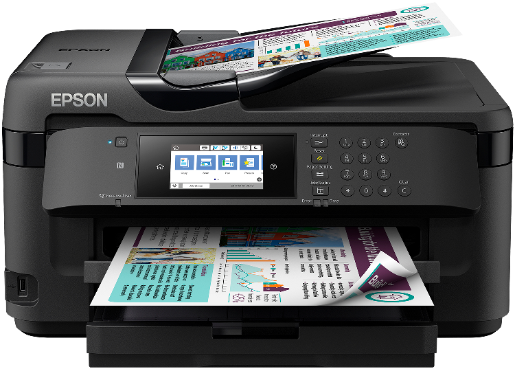 Impresora Epson Workforce Wf-7710dwf - Epson Workforce Wf-7715dwf Colour Ink-jet - Fax / Copier (750x537), Png Download