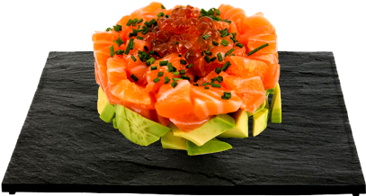 Salmon Tartare - Tarta De Salmon Sushi (465x325), Png Download