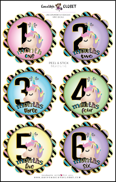 Unicorn Baby Monthly Photo Stickers - Rainbow (406x640), Png Download