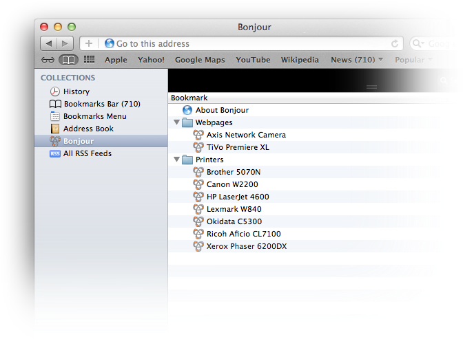 Safari Bonjour List (800x500), Png Download