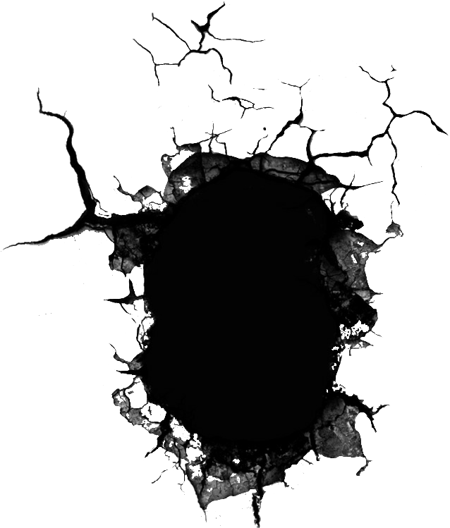 Wall Hole Cracked Cracking Cracks Ground Overlay - Cracked Hole In Wall (650x764), Png Download