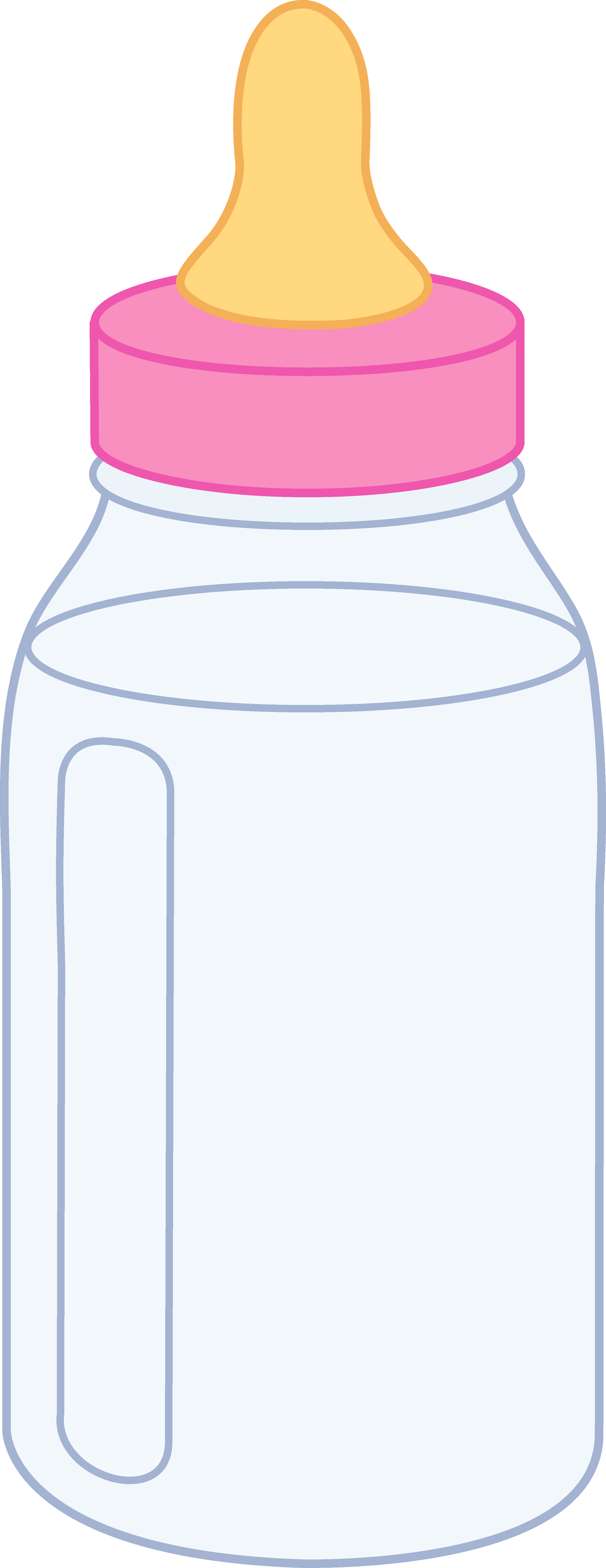 Pink Baby Bottle Clipart - Baby Bottle Drawing (2685x6953), Png Download