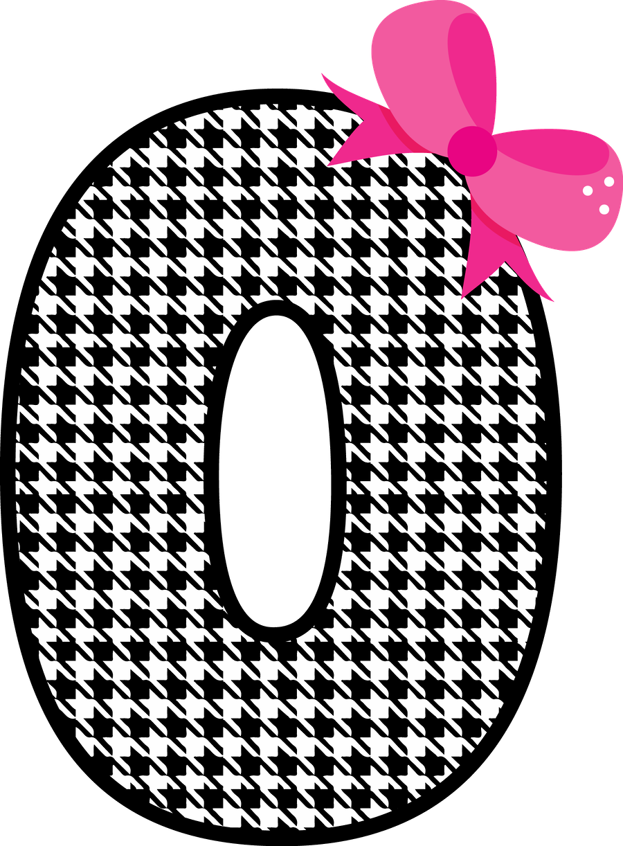 Números Con Diferentes Texturas Y Moño O Lazo Rosa - 0 Number Clipart Png (900x1222), Png Download