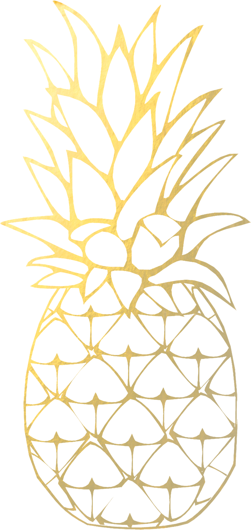 Gold Pineapple Png (1000x1874), Png Download