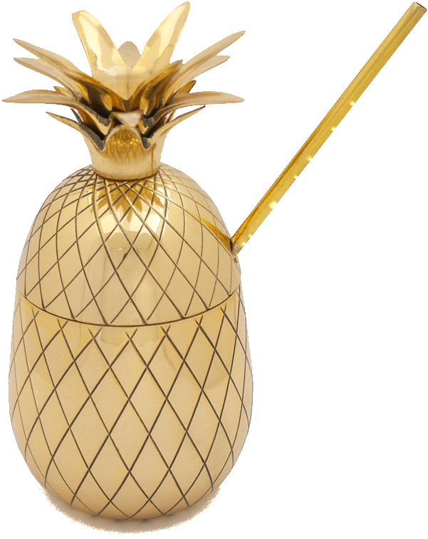 Large Gold Pineapple With Straw - W&p Design Glas Ananas, 470 Ml (inkl. Strohhalm) (658x807), Png Download