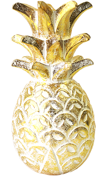 Gold White Washed Pineapple Table Decor - Gold (600x600), Png Download