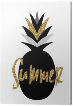 Black And Gold Pineapple Design Canvas Print • Pixers® - Black And Gold Pineapple Background (400x400), Png Download