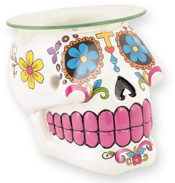 White Day Of The Dead Sugar Skull Oil Burner By Day (750x750), Png Download