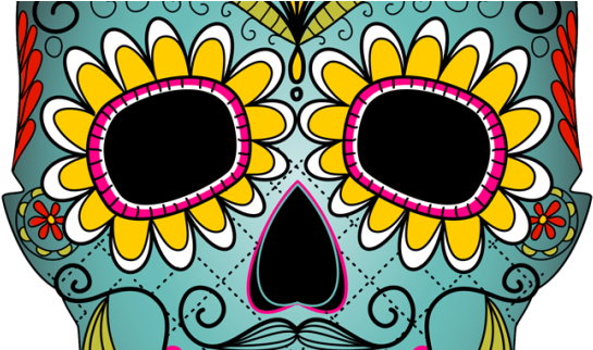 Day Of The Dead Skull Clipart (845x321), Png Download