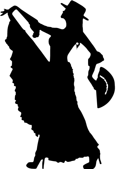 Flamenco Dancer Monochrome Sticker - Flamenco Dancer Stencil (374x544), Png Download