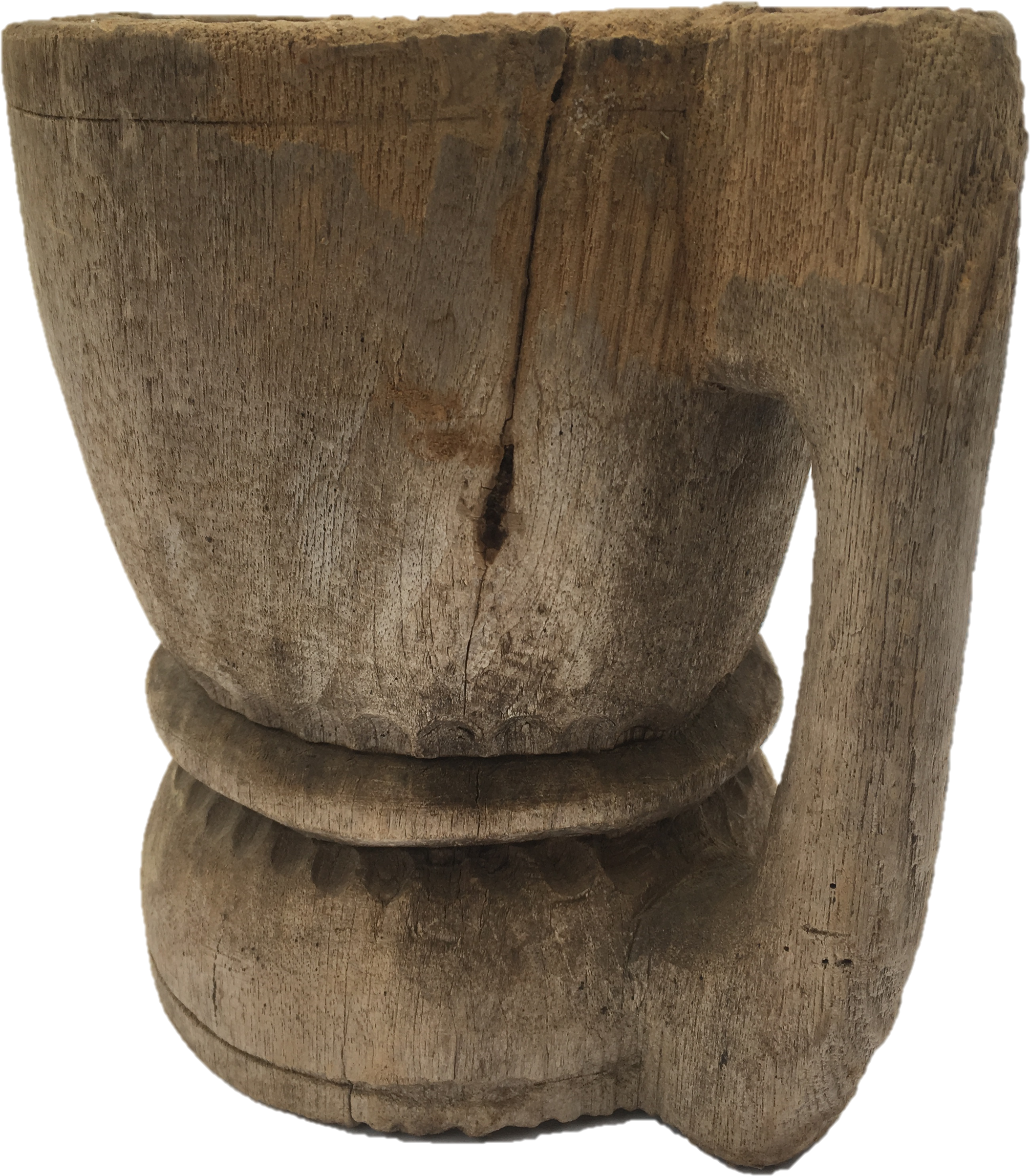 Old Antique Wooden One Piece Hand Carved Jar Wood Tribal - Antique (2304x3072), Png Download