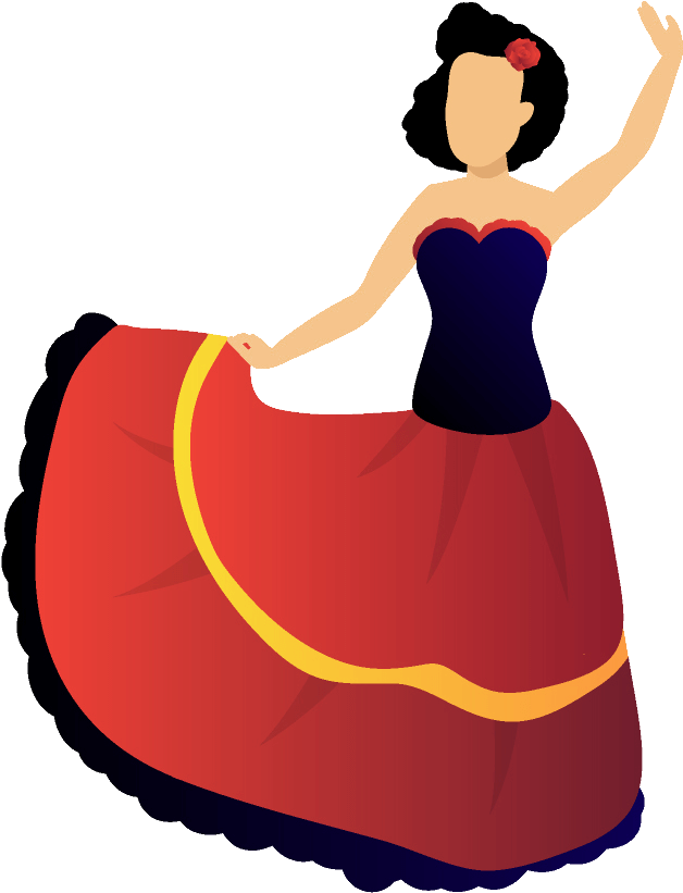 Spanish Level Spain Flamenco Background - Cartoon (2400x1500), Png Download