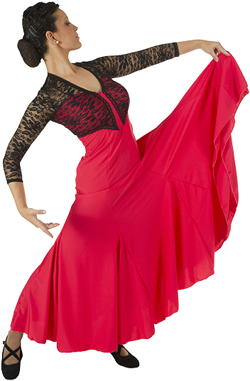 Vestido Flamenco Fl8401lc1 - Maillots De Patinaje Artistico De Flamenca (400x602), Png Download