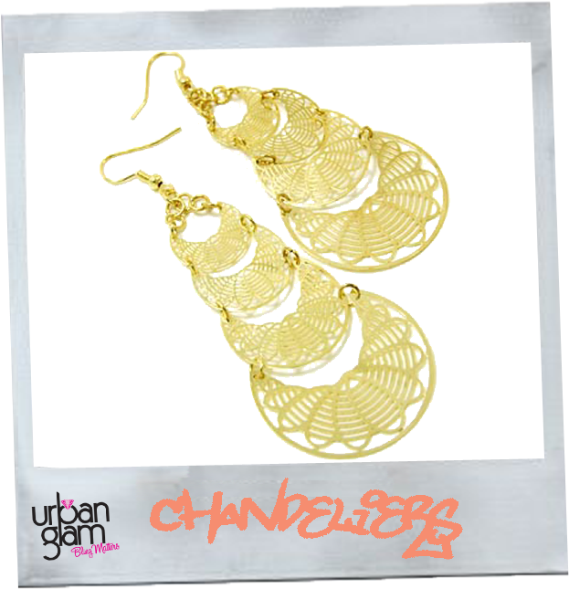 4 Tier Gold Chandelier Earrings - Glam (700x700), Png Download