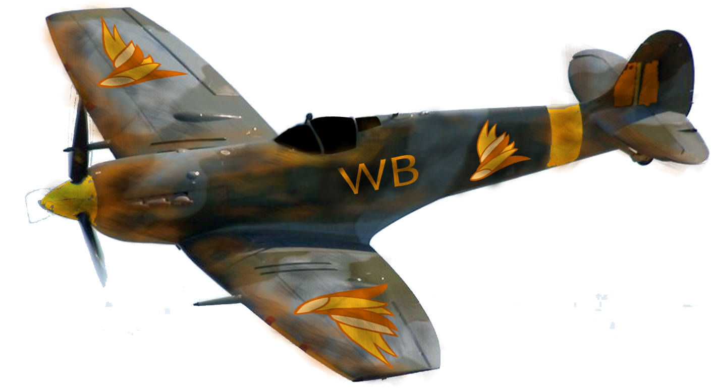 Riahz, Fighter, Namesake, Plane, Pun, Safe, Simple - Spitfire Clipped Wing (1423x1017), Png Download