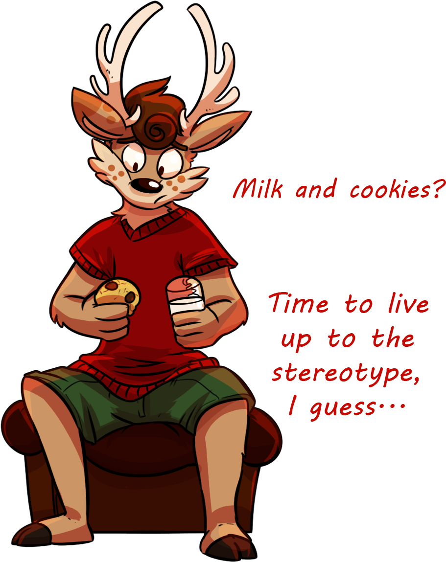 Milk And Cookies - Fat Furs Deer (976x1204), Png Download