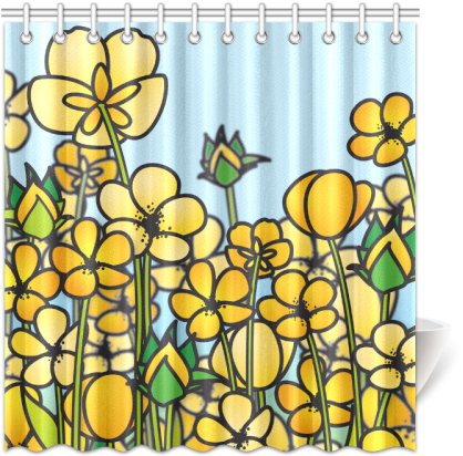Buttercup Flower Field Yellow Floral Arrangement Shower - Window Valance (500x500), Png Download