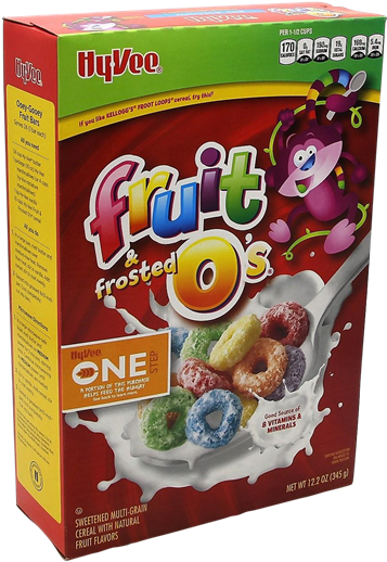 Hy-vee Fruit & Frosted O's Cereal - Breakfast Cereal (414x600), Png Download