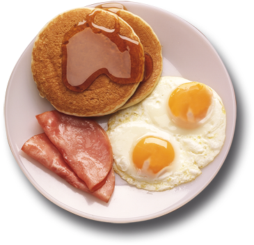 Hot Cakes Con Huevo Y Jamon (460x413), Png Download