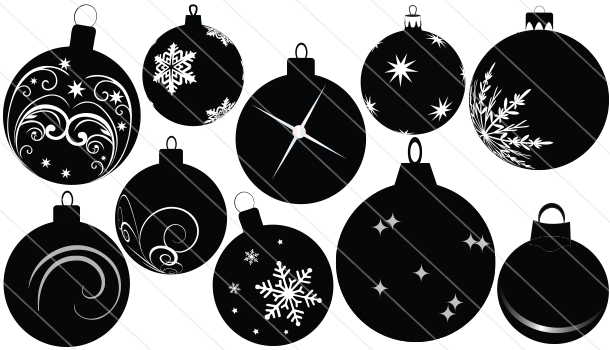 Christmas Bauble Silhouette Vector - Christmas Silhouette Png Transparente (610x350), Png Download