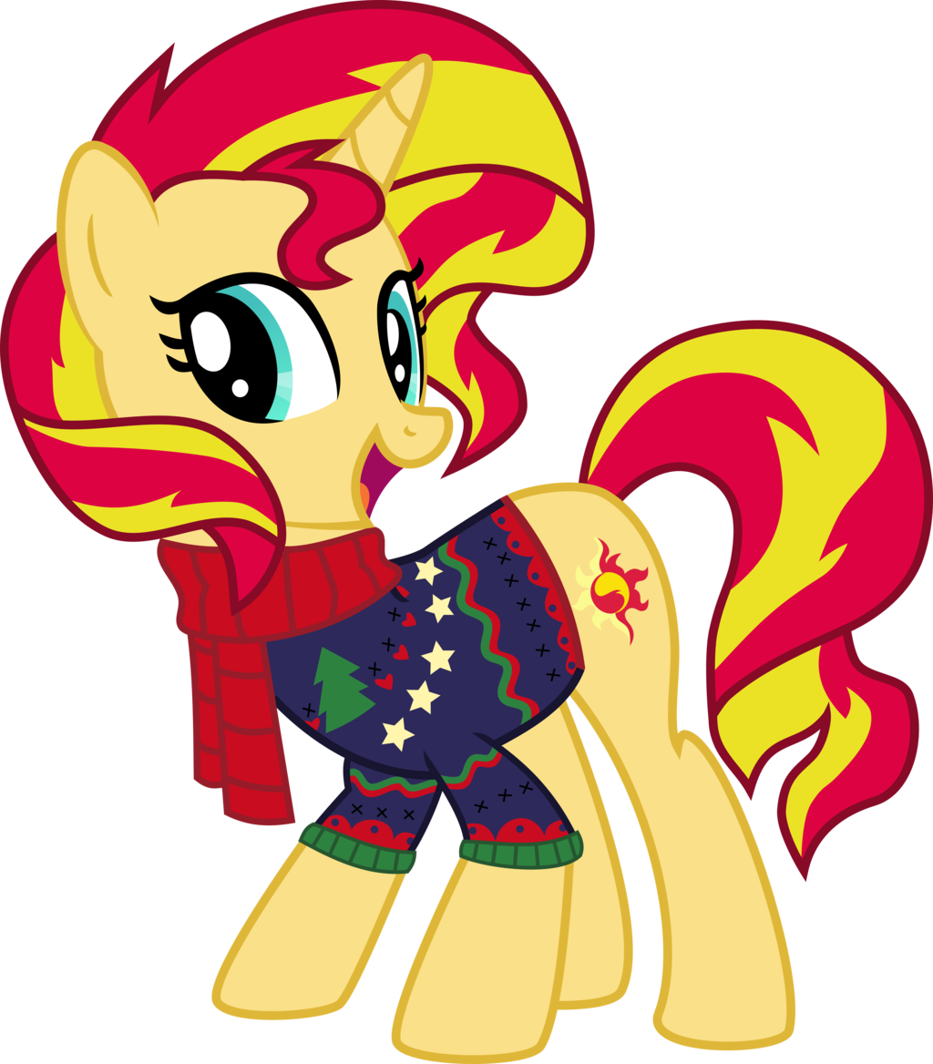 Lollipop Finger Family My Little Pony Mlp Christmas - Sunset Shimmer Pony Christmas (1024x1168), Png Download
