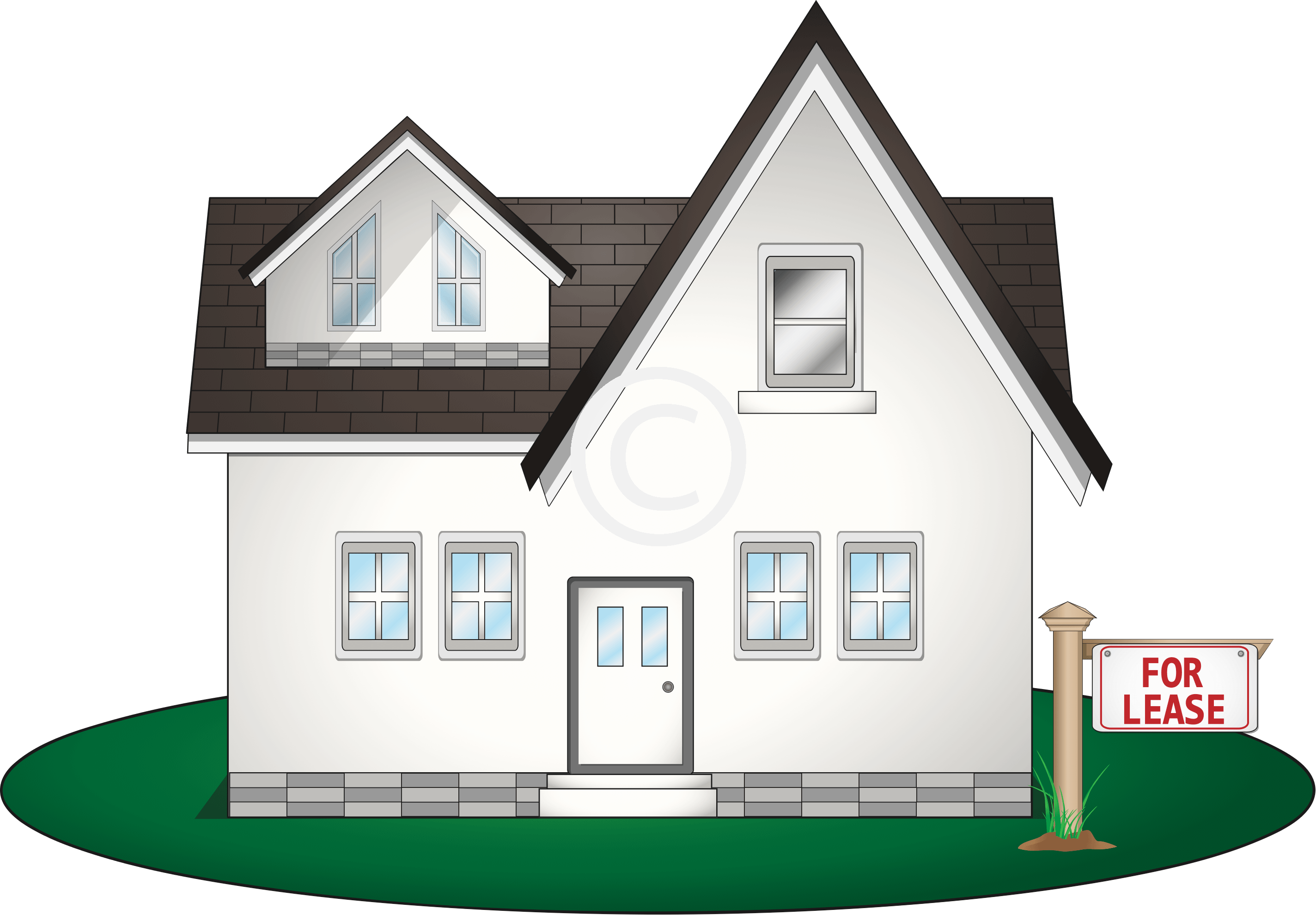 House With For Lease Sign - Portable Network Graphics (2848x1980), Png Download