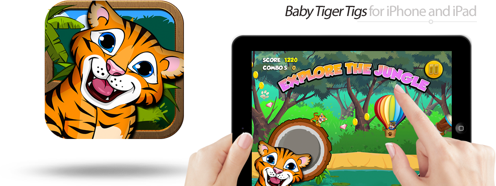 Baby Tiger - Cartoon (1000x390), Png Download