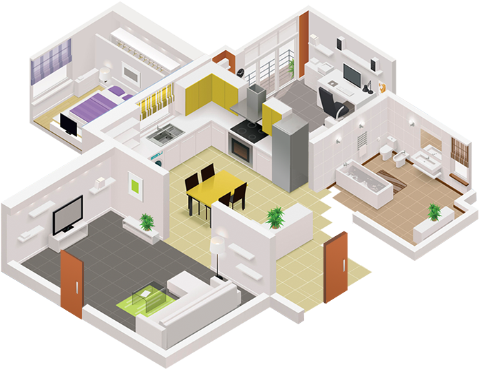 Condo - Building Isometric Cross Section Art (709x544), Png Download