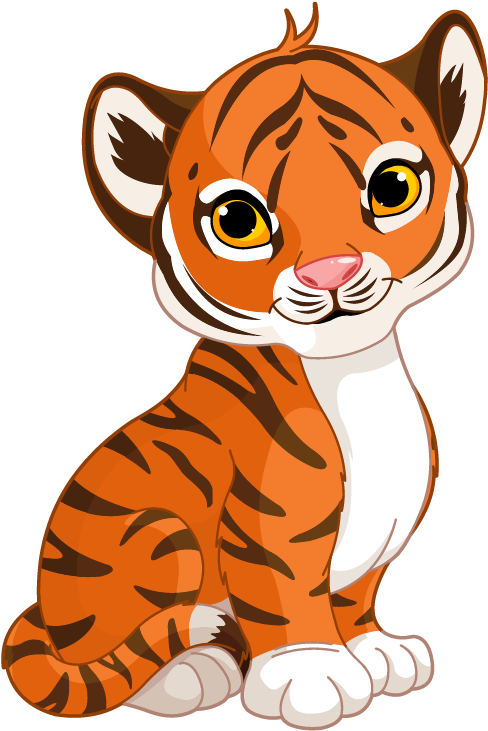 Cute Cartoon Tiger Cub (800x800), Png Download