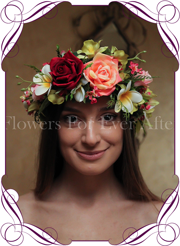 Silk Artificial Tropical Flower Crown Halo - Tropical Flower Crown (608x822), Png Download