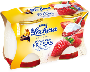Yogur Con Fresas - La Lechera Postre De Trufa (500x400), Png Download