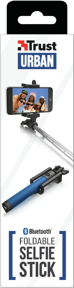 General - Trust Foldable Selfie Stick With Built-in Bluetooth (324x999), Png Download