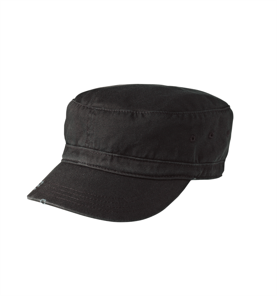 Distressed Military Hat - District Threads Distressed Military Cap, Black (896x956), Png Download