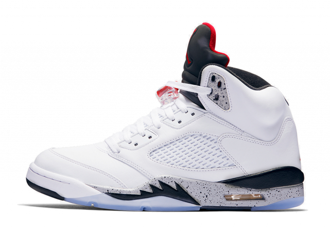 White And Red Jordan 5 (640x640), Png Download
